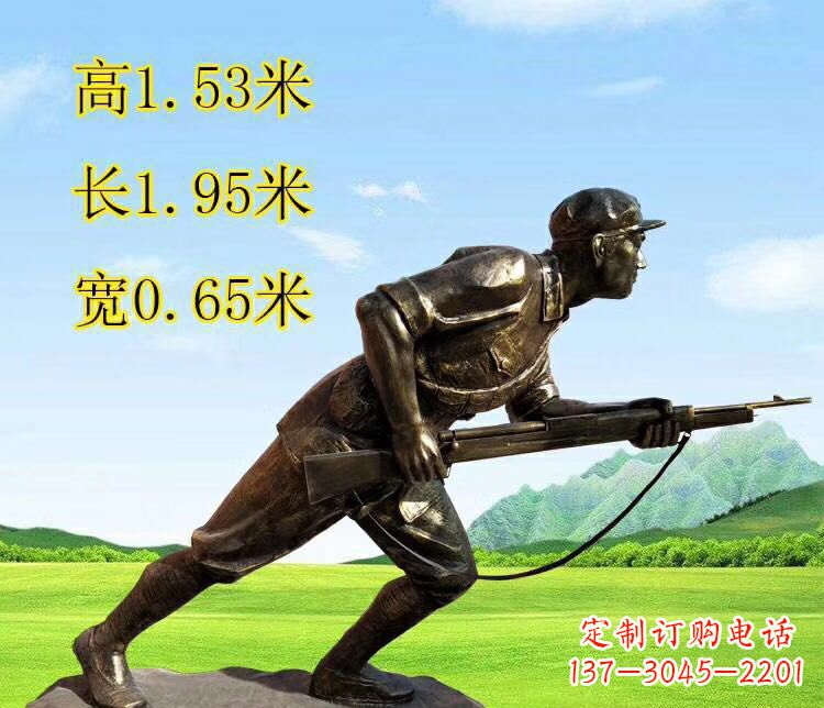 太原铜雕拿枪战士雕塑