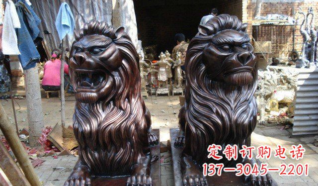 太原铜雕狮子公司门口雕塑 (2)