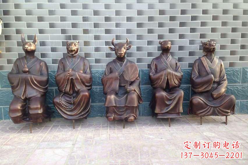 太原铜雕兽首人身十二生肖雕塑
