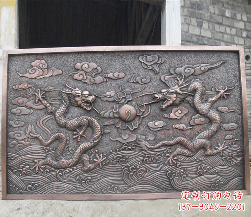 太原铜雕双龙壁画景观摆件