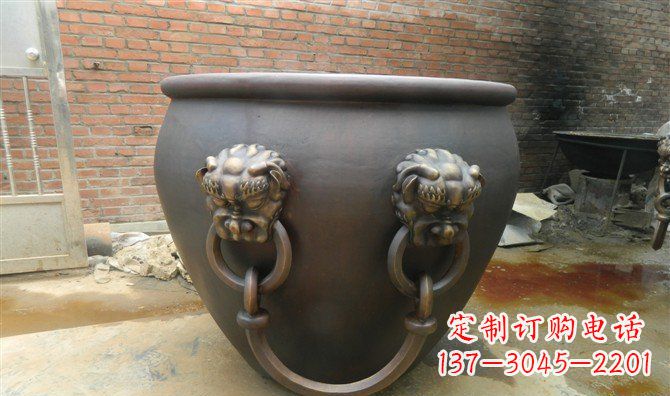 太原铜雕水缸寺庙景观雕塑_2