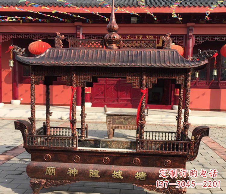 太原铜雕寺庙佛光普照香炉雕塑摆件