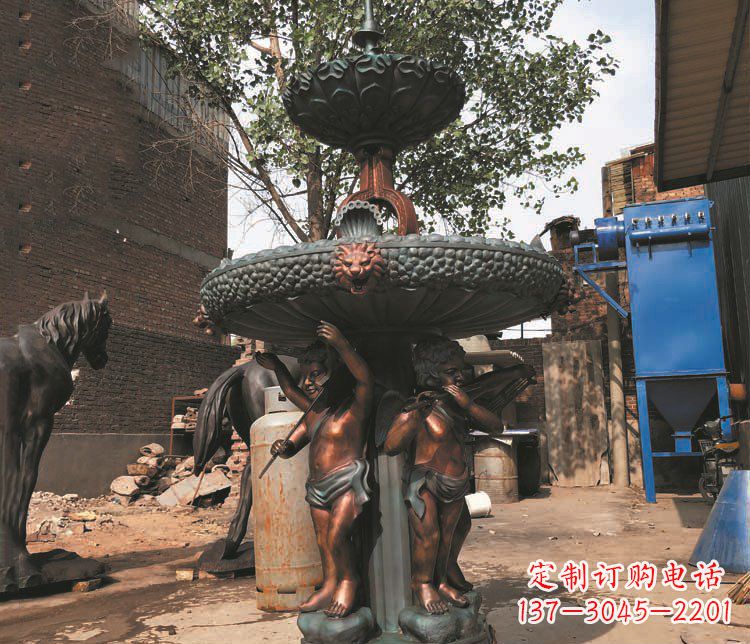 太原铜雕西方人物喷泉景观雕塑