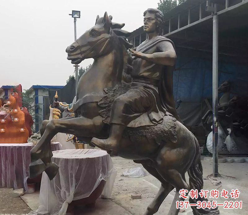 太原铜雕现代骑马人物公园景观