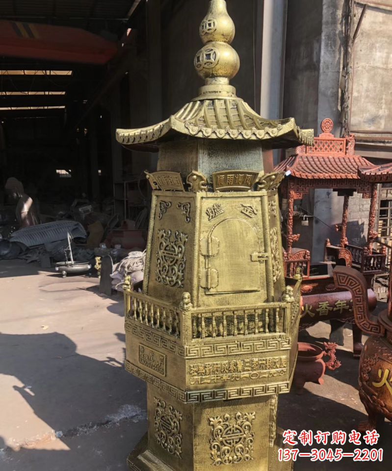 太原铜雕香炉塔寺庙摆件