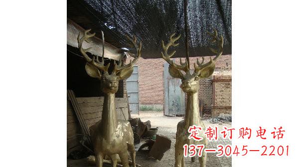 太原铜雕小鹿公园动物雕塑 (2)
