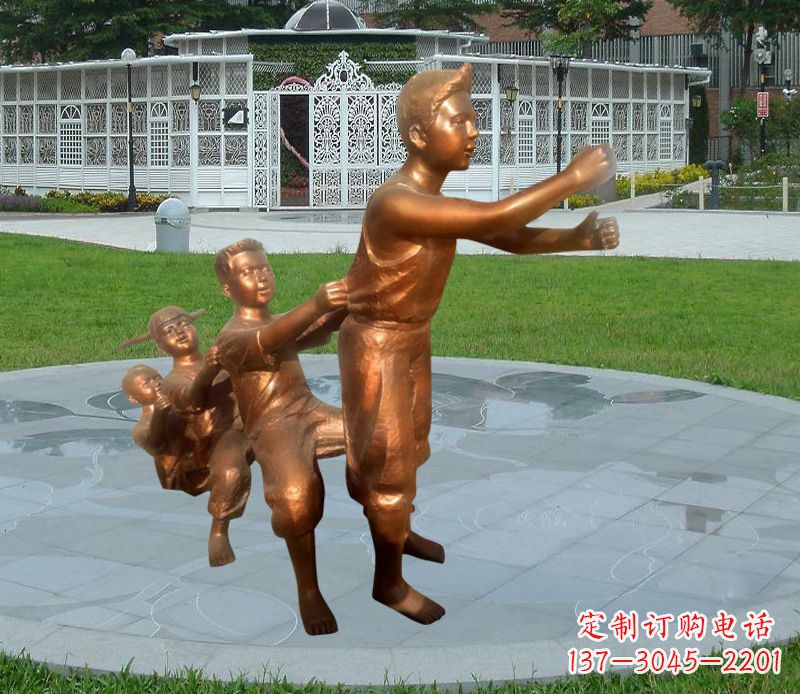 太原铜雕小区玩游戏儿童