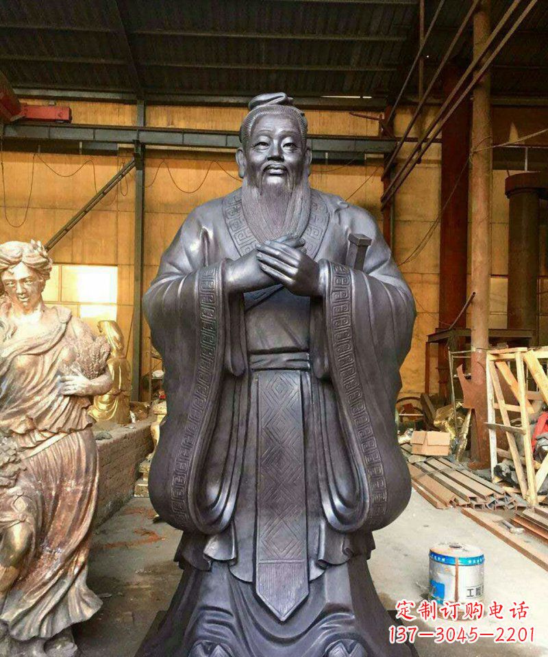 太原铜雕校园孔子人像雕塑