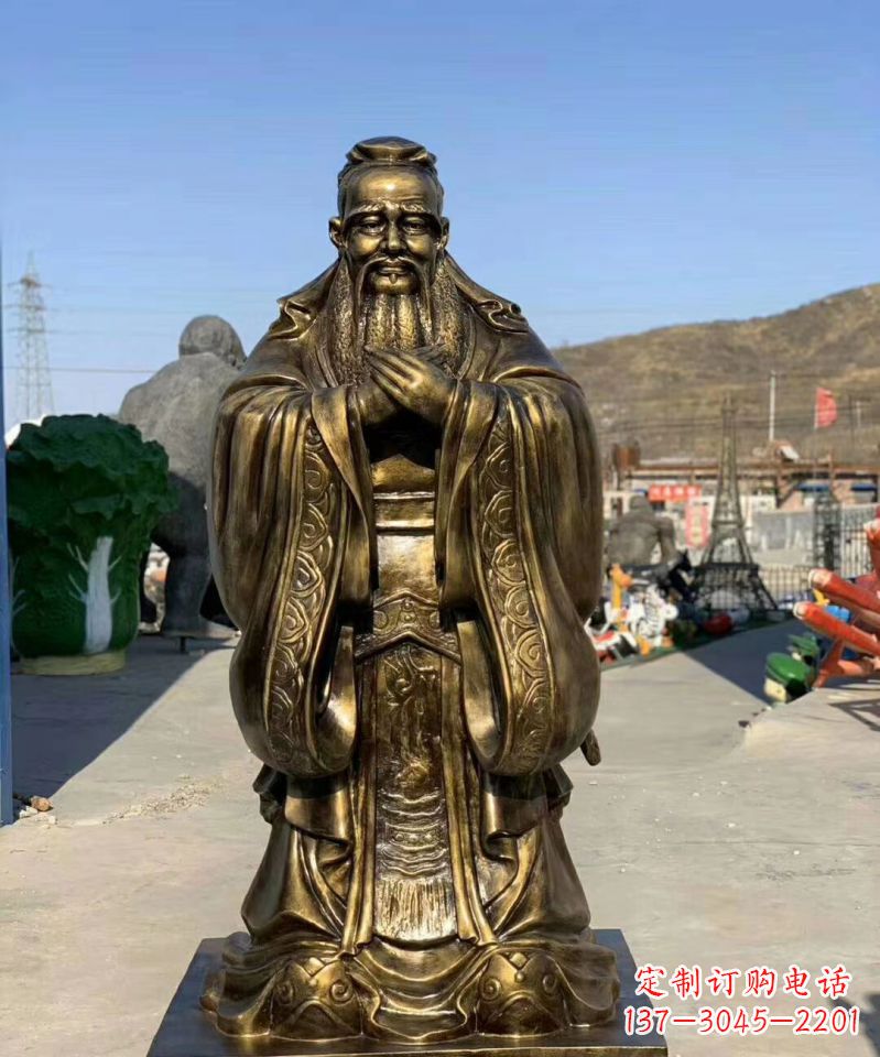 太原铜雕学校孔子人物雕塑