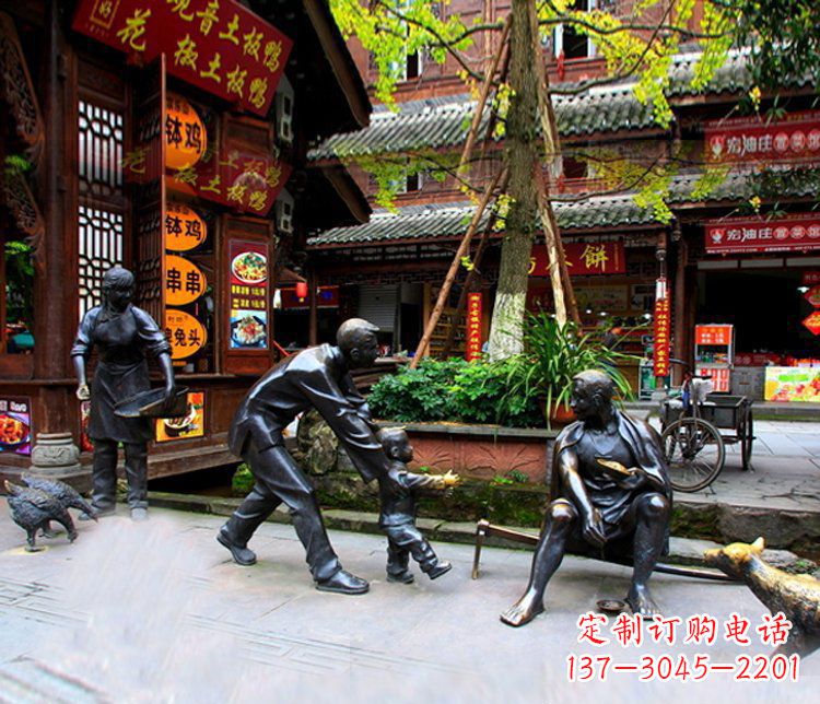 太原铜雕学走路儿童街道人物雕塑