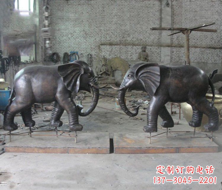 太原铜雕园林动物大象雕塑 (2)