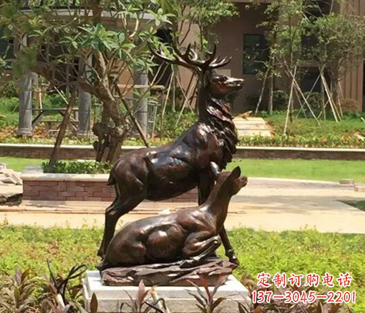 太原铜雕园林梅花鹿雕塑摆件