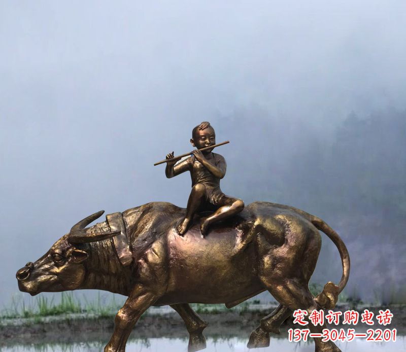 太原铜雕园林牧童骑牛