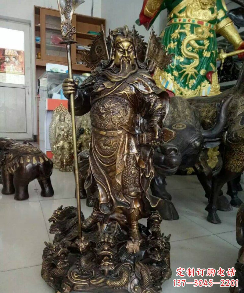 太原铜雕镇宅关公寺庙神像雕塑摆件