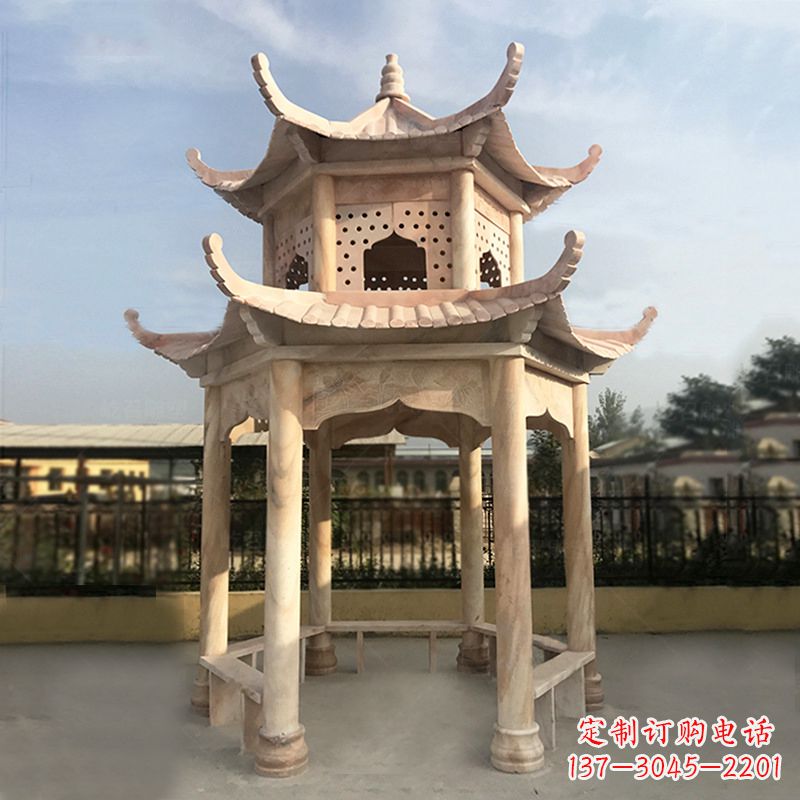 太原晚霞红大理石凉亭雕塑