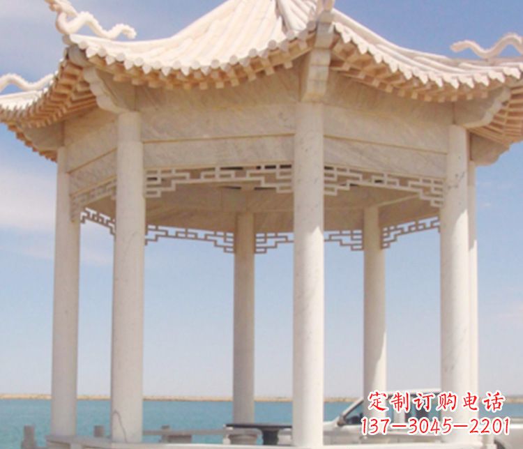 太原晚霞红单层凉亭石雕