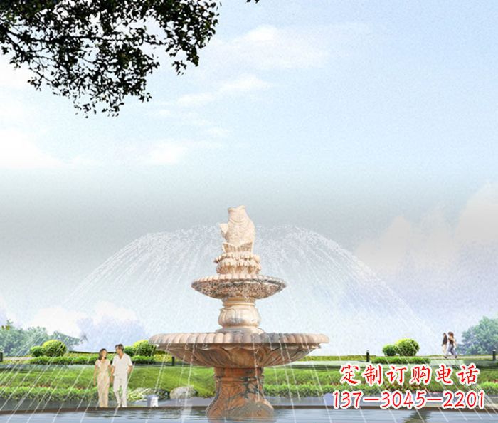 太原晚霞红多层大型石雕喷泉 (4)