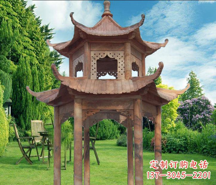 太原晚霞红公园建筑凉亭