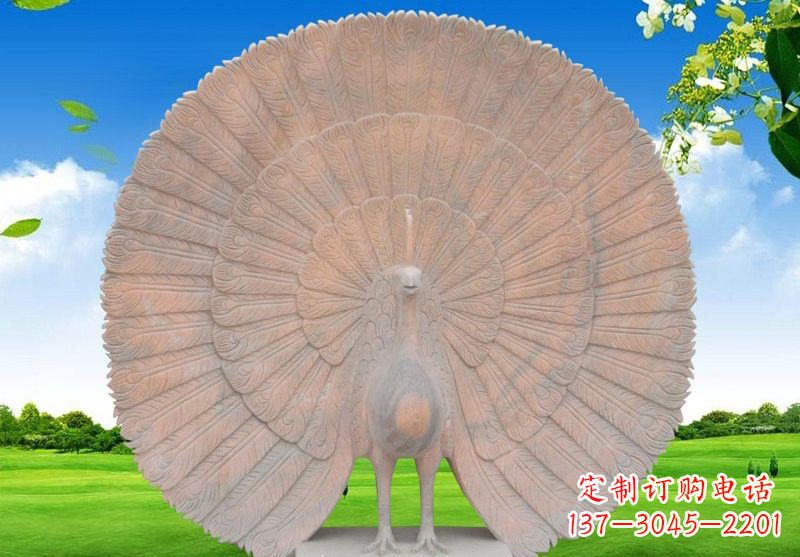 太原晚霞红开屏孔雀雕塑