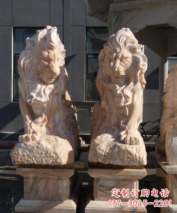 太原晚霞红欧式狮子石雕