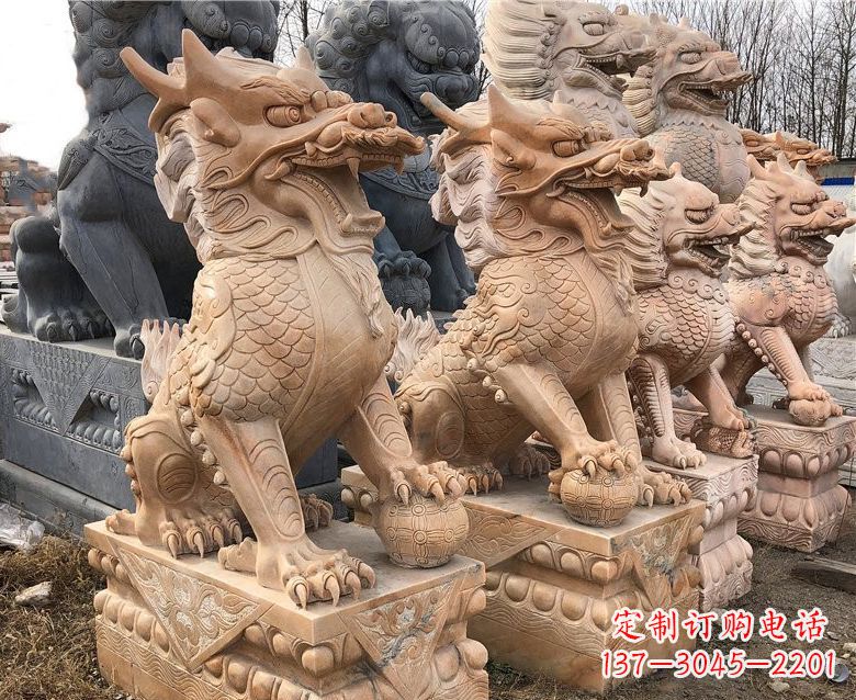太原晚霞红麒麟石雕 (2)