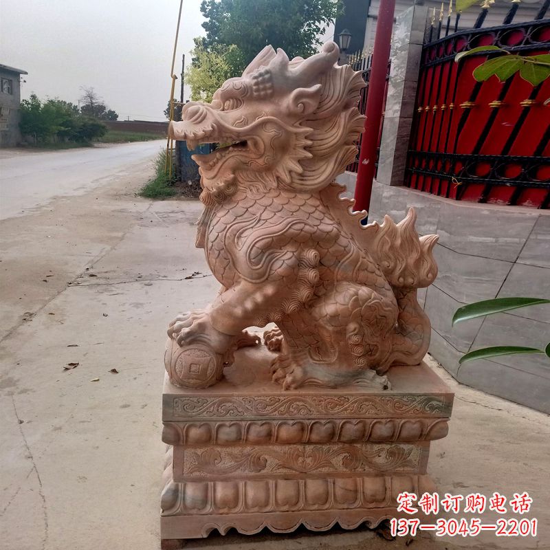 太原晚霞红麒麟石雕