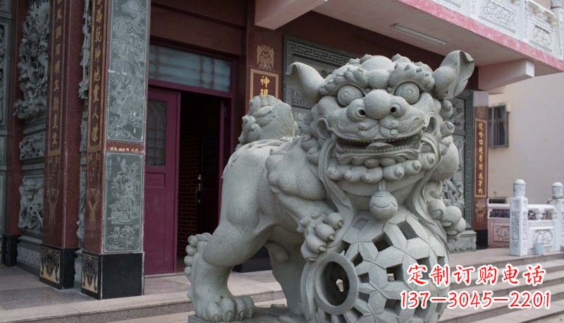 太原网球狮石雕南方狮子雕塑