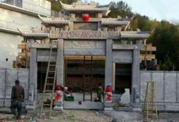 太原三门仿古石雕牌坊打造质感升级的精致建筑