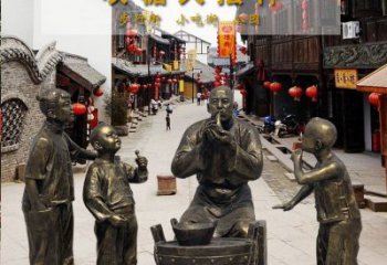 太原领雕塑：特色小品铜雕糖人
