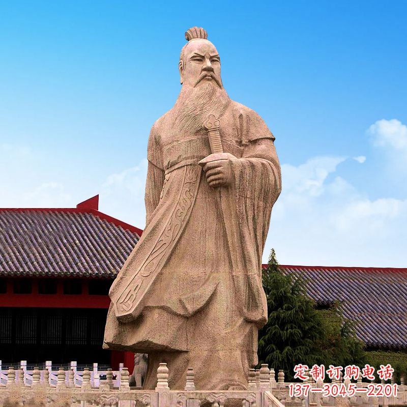 太原魏武帝曹操砂岩石雕塑像