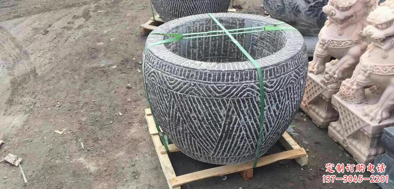 太原纹理石浮雕水缸