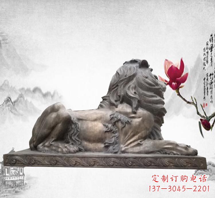 太原卧着的西洋狮子铜雕