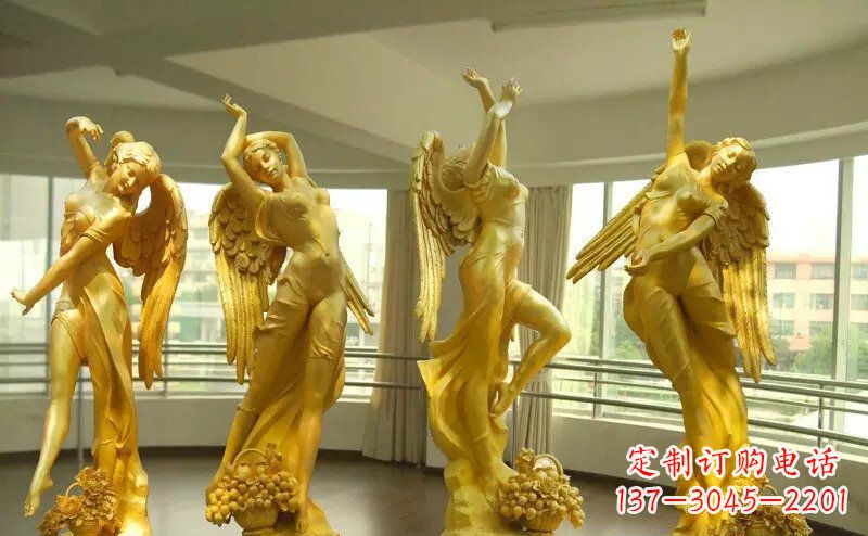 太原舞蹈四女神玻璃钢仿铜人物雕塑