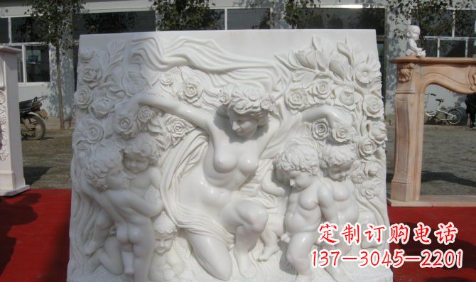 太原西方女人与孩子汉白玉浮雕