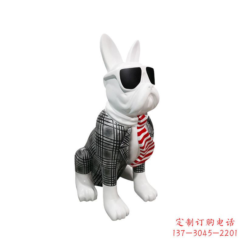 太原系领带戴墨镜的狗雕塑,商场超市美陈斗牛犬摆件