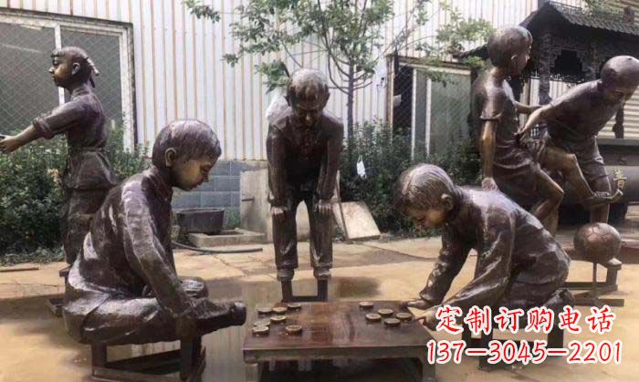 太原下象棋儿童铜雕 (2)