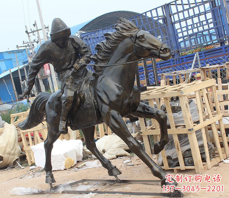 太原现代骑马人物公园景观铜雕