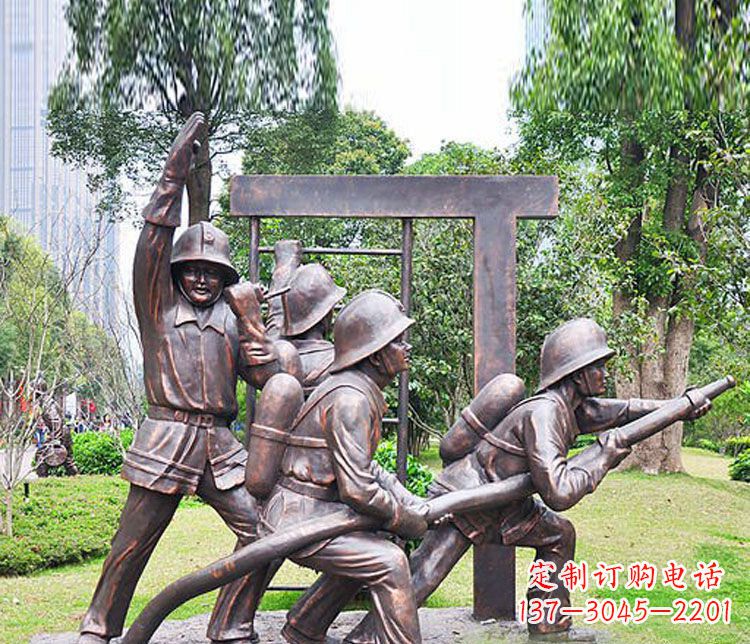 太原消防员人物铜雕 (2)