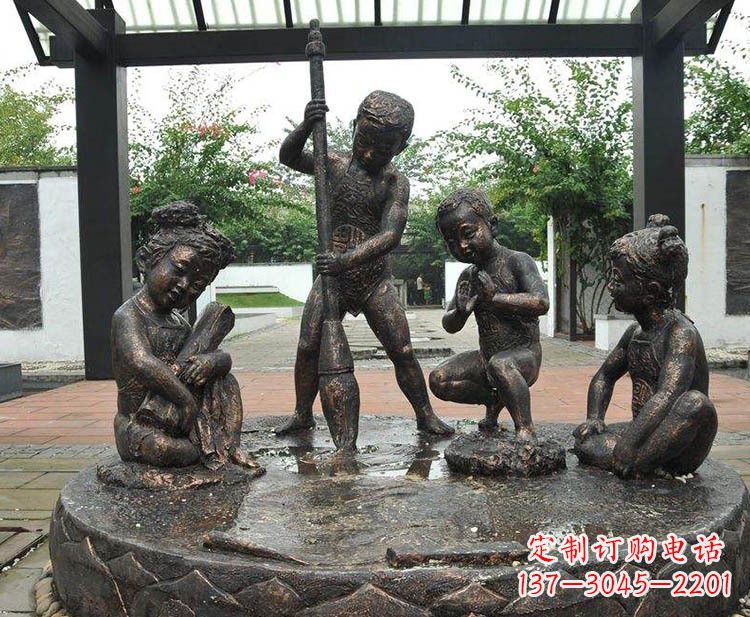 太原小孩写大字铜雕小品