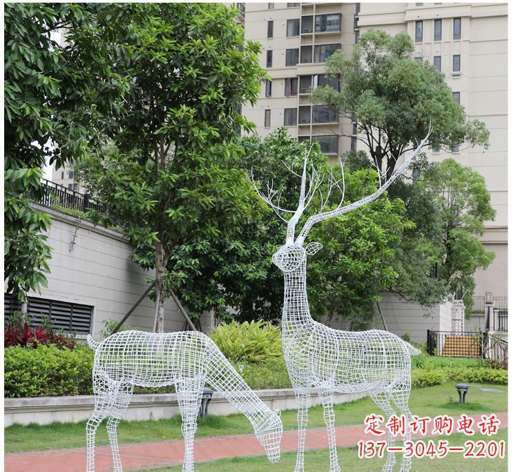 太原小区不锈钢镂空梅花鹿鹿雕塑