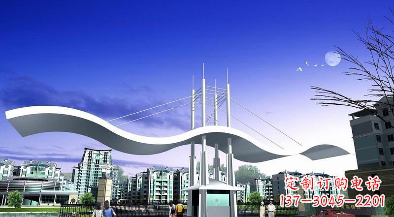 太原小区不锈钢门牌坊景观雕塑