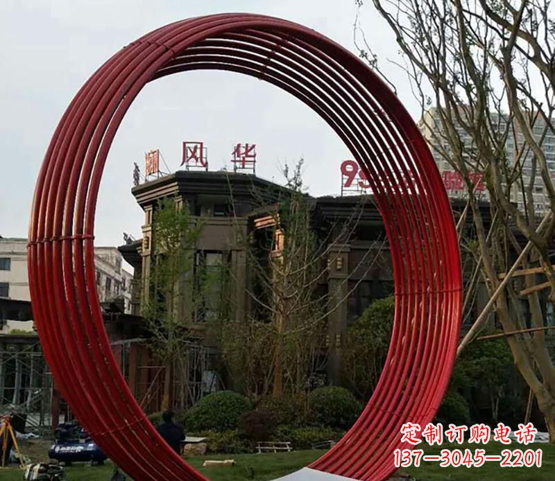 太原小区不锈钢圆环景观雕塑