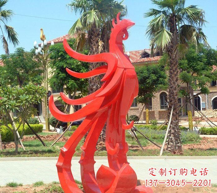 太原小区抽象不锈钢凤凰雕塑