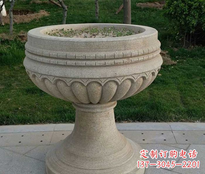 太原小区大理石花盆摆件石雕