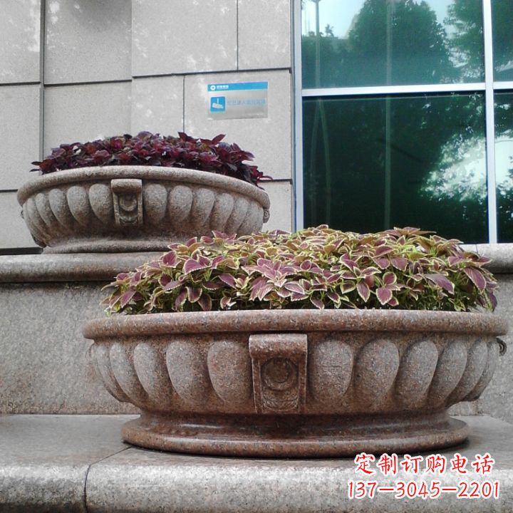 太原小区花岗岩石雕花盆