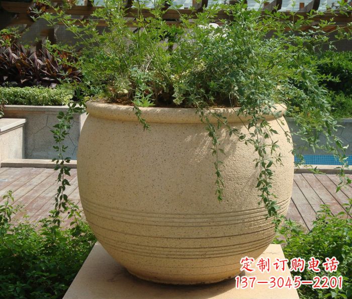 太原小区景观大理石花盆石雕 (2)