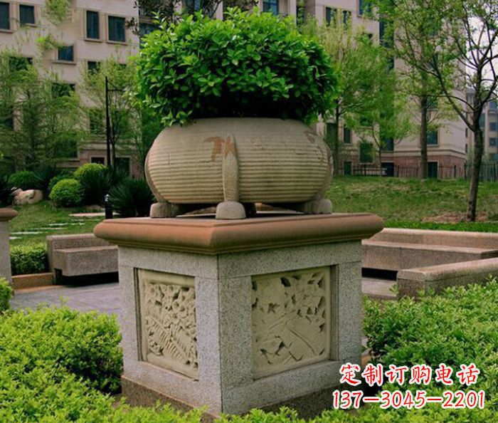 太原小区景观大理石花盆石雕 (3)