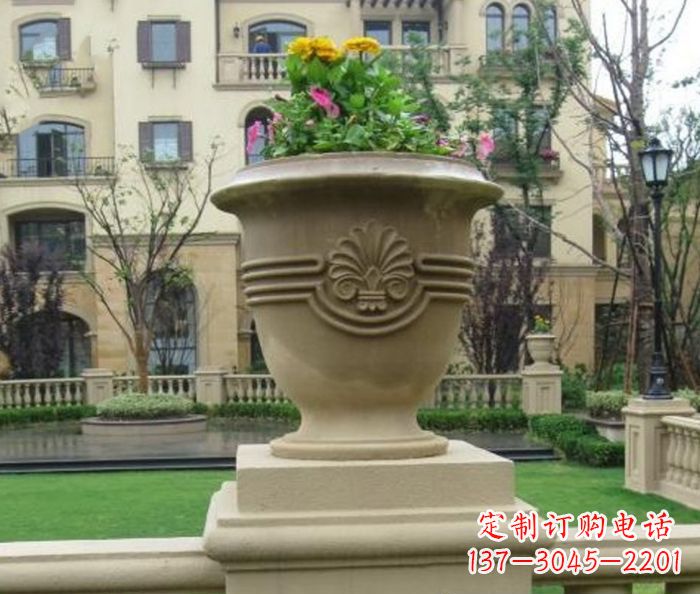 太原小区景观大理石花盆石雕 (5)