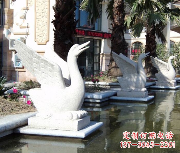 太原小区景观大理石天鹅喷泉石雕