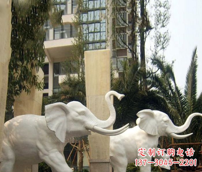 太原小区景观汉白玉大象石雕